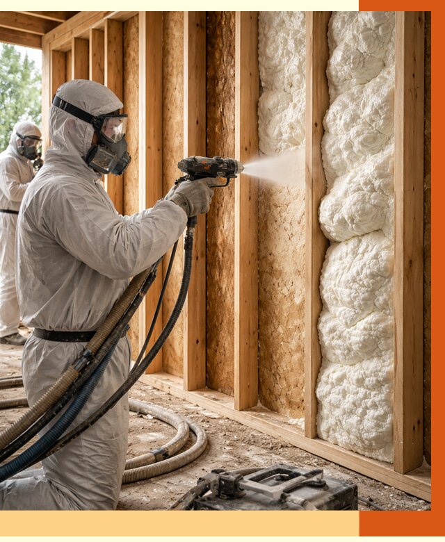 Утепление каркасного дома ППУ в Гусь-Хрустальном от 2995 руб./м2 — работа под ключ | ТепломастерГсь