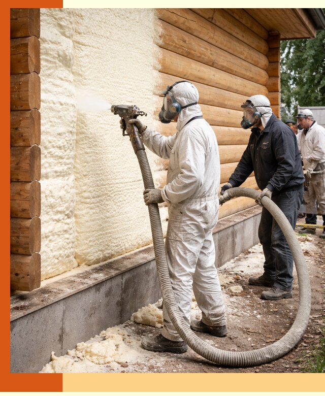 Утепление дома из бруса пенополиуретаном в Гусь-Хрустальном