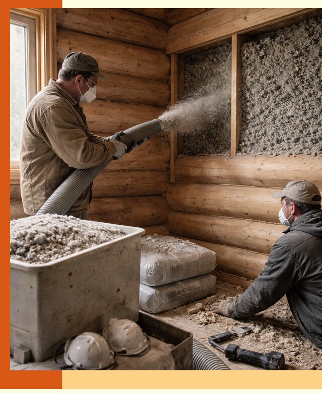 Утепление дома из бруса эковатой в Гусь-Хрустальном