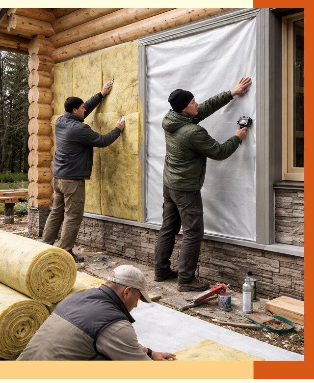 Утепление бревенчатого дома в Гусь-Хрустальном от 8184 руб/м2 — заказать под ключ | ТепломастерГсь