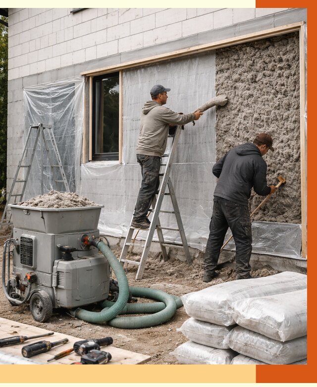 Утепление дома из газобетона эковатой в Гусь-Хрустальном от 4814 руб./м2 | ТепломастерГсь