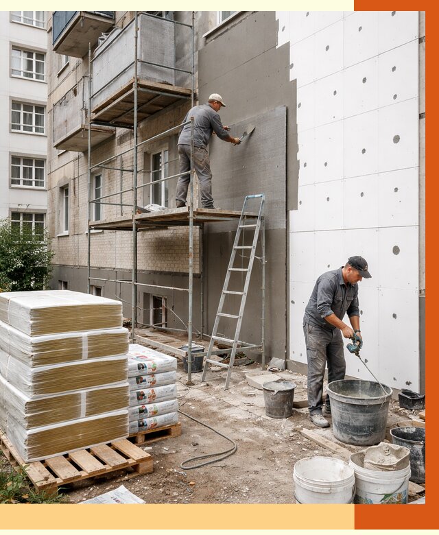 Утепление квартиры снаружи в Гусь-Хрустальном от 6579 руб/м2 под ключ | ТепломастерГсь