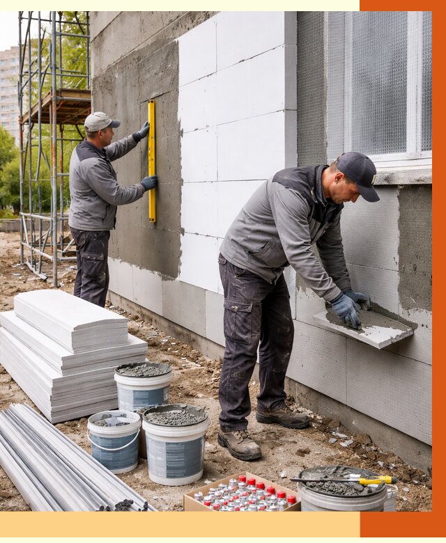 Утепление фасада и стен снаружи в Гусь-Хрустальном от 4493 руб. | ТепломастерГсь