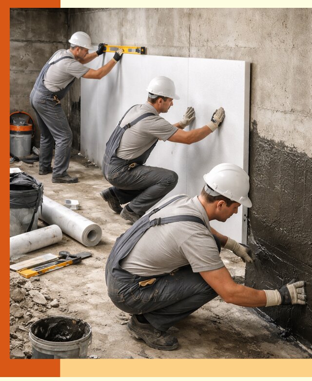 Утепление фундамента изнутри профессионально в Гусь-Хрустальном