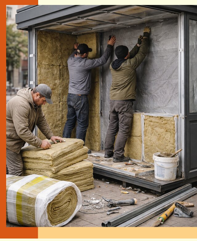 Утепление павильона шаурмы под ключ в Гусь-Хрустальном
