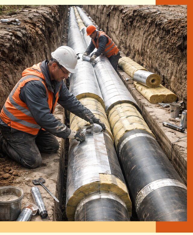 Утепление теплотрассы в Гусь-Хрустальном от 4814 руб./м2 — ппу и комплексная изоляция | ТепломастерГсь