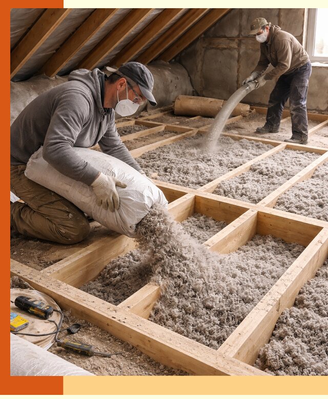 Заполнение полостей чердачного перекрытия в Гусь-Хрустальном качественно и надёжно