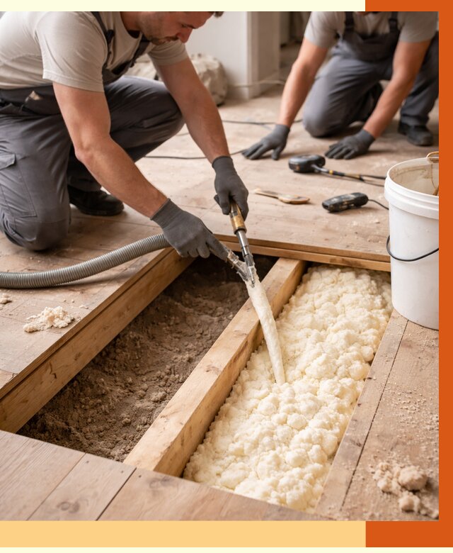 Заполнение пустот пола в Гусь-Хрустальном от 2888 руб. — утепление пустот пола под ключ | ТепломастерГсь