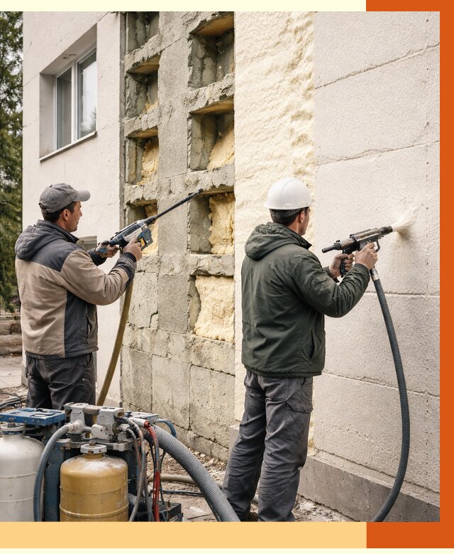 Заполнение пустот фасада в Гусь-Хрустальном от 4814 руб. — утепление пустот облицовки | ТепломастерГсь