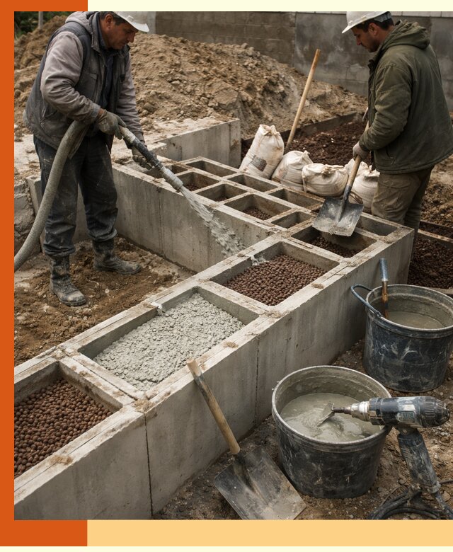 Заполнение полостей фундамента в Гусь-Хрустальном герметичным утеплением и повышением прочности