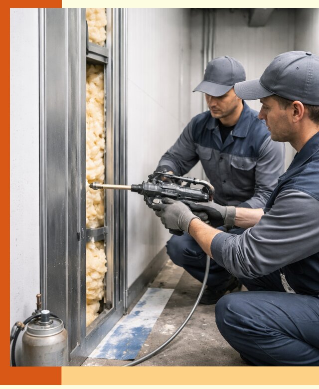 Заполнение пустот холодильных панелей в Гусь-Хрустальном специализированной пеной