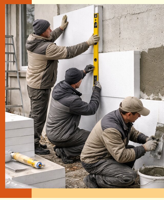 Утепление пенопластом наружных стен и фасадов в Гусь-Хрустальном