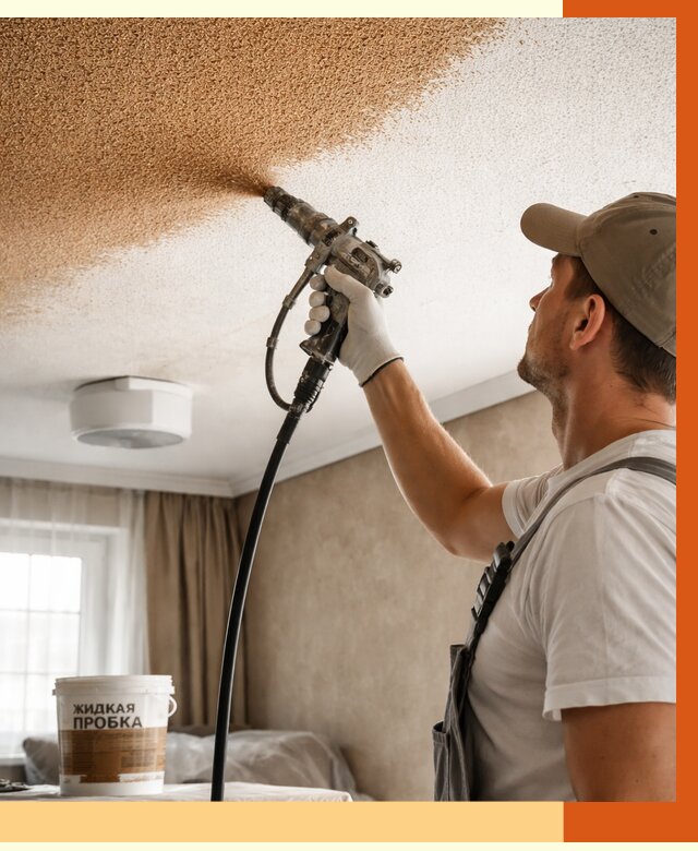 Утепление потолка жидкой пробкой в Гусь-Хрустальном от 3744 руб. | ТепломастерГсь