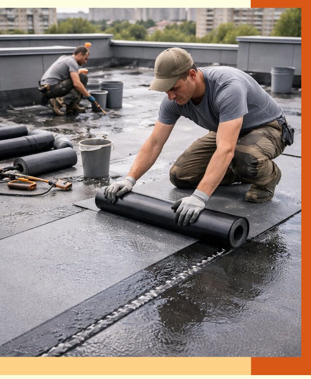Гидроизоляция плоской кровли в Гусь-Хрустальном от 4814 руб./м2 — профессионально | ТепломастерГсь