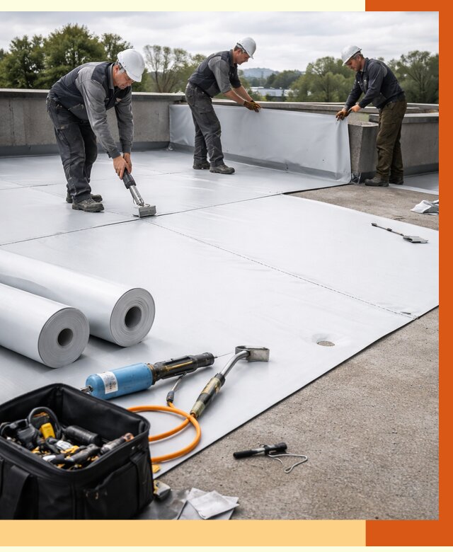 Гидроизоляция мембранной кровли в Гусь-Хрустальном от 8024 руб./м² — профессионально | ТепломастерГсь