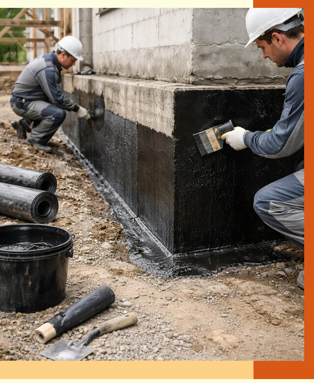 Гидроизоляция фундамента в Гусь-Хрустальном от 1337 руб. — профессионально, под ключ | ТепломастерГсь