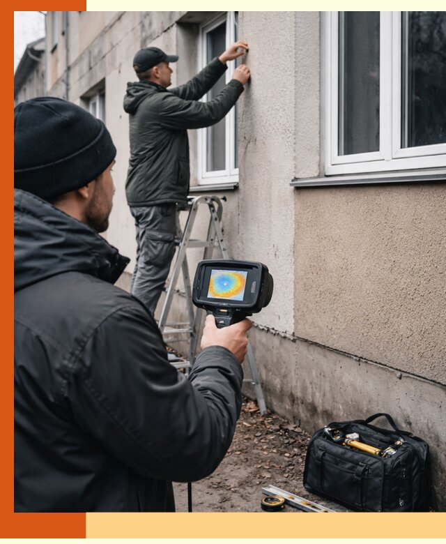 Тепловизионное обследование фасада в Гусь-Хрустальном для выявления дефектов