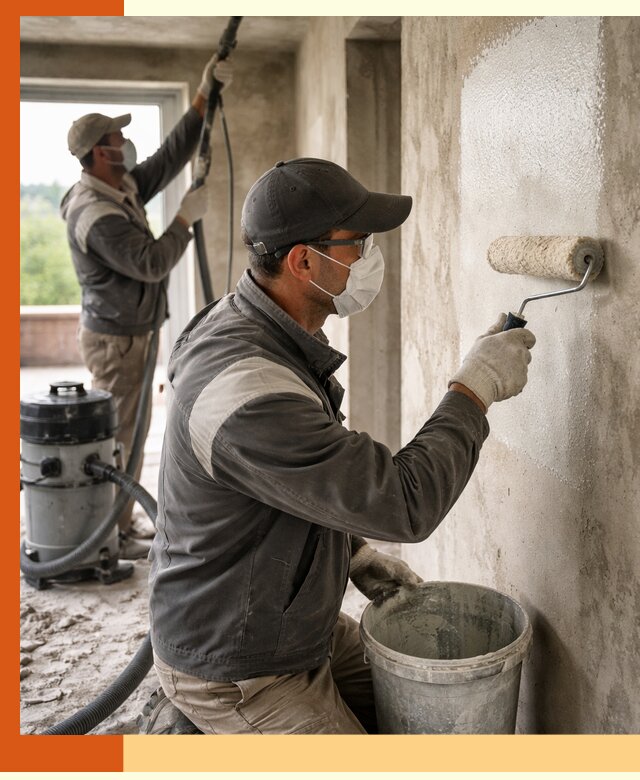 Подготовка поверхности под напыление утеплителя в Гусь-Хрустальном